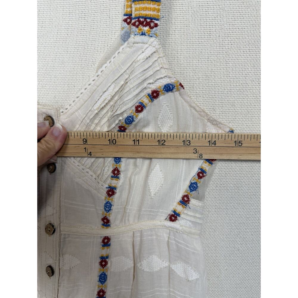 Free People New Romantics XS Embroidered Mini Dress Ivory Cotton Lined Pockets - Picture 8 of 16
